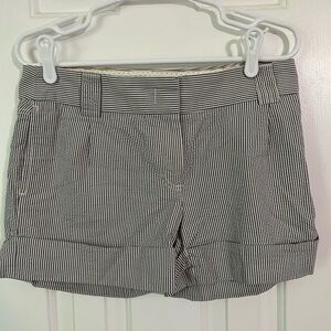 J.Crew Womens City Fit Cuffed Shorts White Blue Stripe Size 6